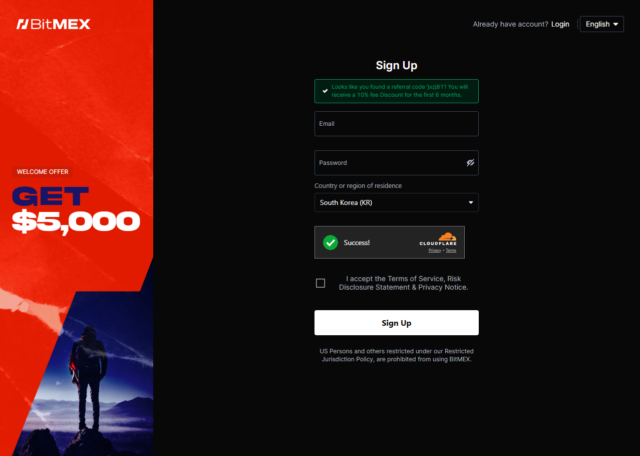 bitmex signup checklist