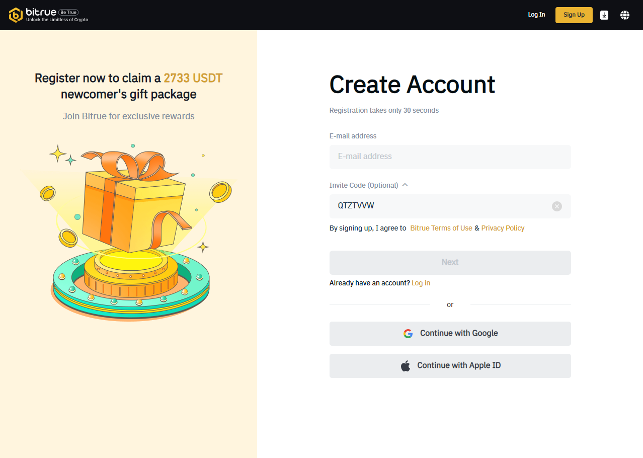 bitrue signup checklist